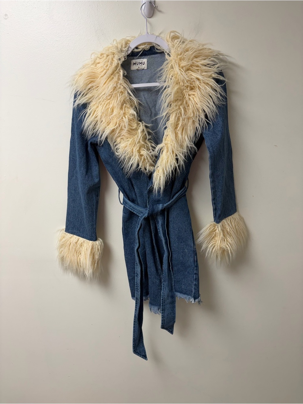 Show Me Your Mumu Penny Lane Faux Fur Coat in Pacific Tide Size Small - Picture 2 of 6